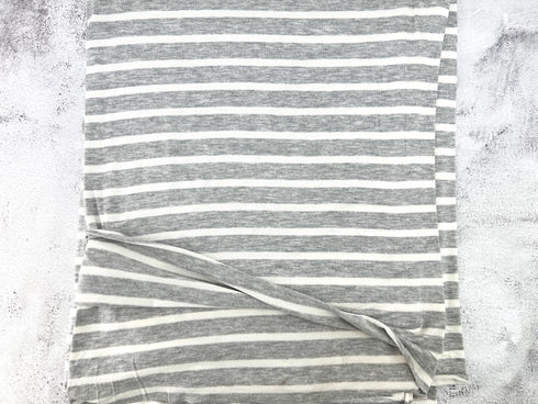 Heather Light Gray and Cream Stripe Knit Jersey Fabric Remnant 1.75 yards PDK00797