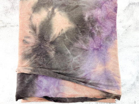 Peach Purple Tie Dye Baby French Terry Knit Fabric Remnant 3.25 yards FTK00877