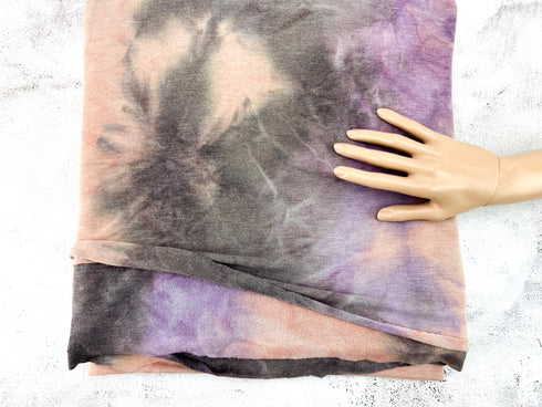 Peach Purple Tie Dye Baby French Terry Knit Fabric Remnant 3.25 yards FTK00877