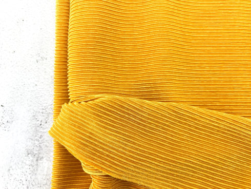 Mustard Yellow Pleated Woven Fabric Remnant 1 yard