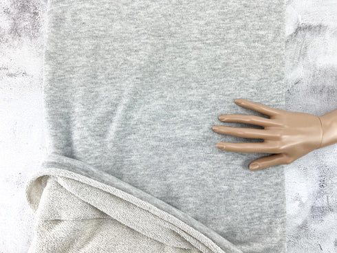 Light Heather Gray French Terry Knit Fabric Remnant 2.5 yards FTK00881