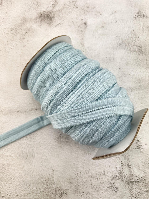 Light Blue Sweater Knit Fold Over Elastic Trim FOE 3/4 inch width 10 yards