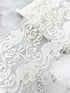 White Floral Stretch Lace Trim Wide Lace Trim Remnant Stretchy Lace 5.75 inches width x 5 yards SLT00331