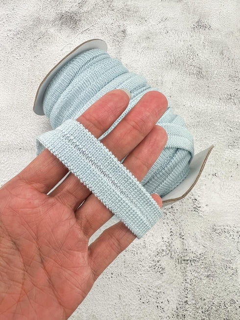 Light Blue Sweater Knit Fold Over Elastic Trim FOE 3/4 inch width 10 yards