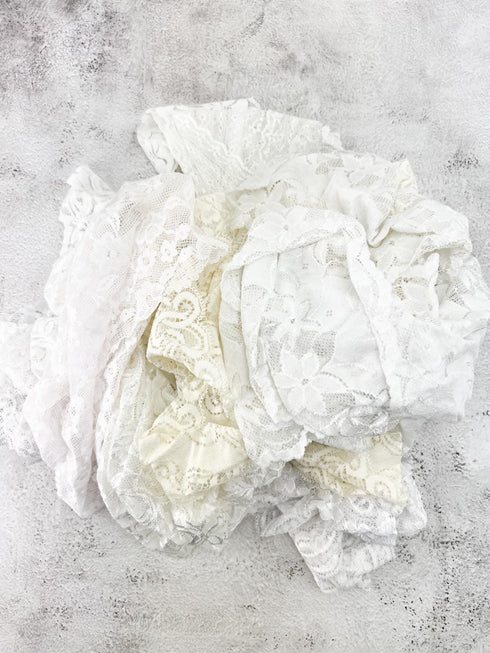 Off White Wide Stretch Lace Trim Mixed Variety Trim Scrap Pack Scrap Bundle Pack 10 Pieces Over 16 yards SPK00236