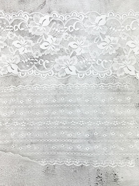 Off White Wide Stretch Lace Trim Mixed Variety Trim Scrap Pack Scrap Bundle Pack 10 Pieces Over 16 yards SPK00236