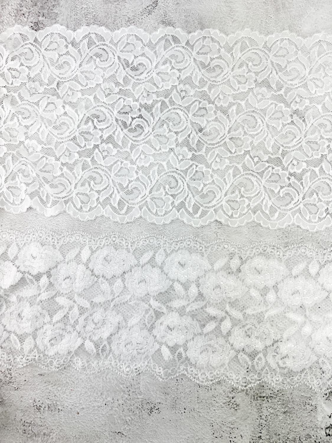 Off White Wide Stretch Lace Trim Mixed Variety Trim Scrap Pack Scrap Bundle Pack 10 Pieces Over 16 yards