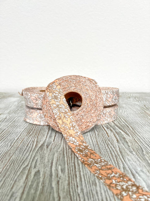 Peach Floral Bias Tape Bundle Pack of 5 Binding Tape Bias Trim Woven Bias Tape 75 yards