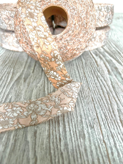 Peach Floral Bias Tape Bundle Pack of 5 Binding Tape Bias Trim Woven Bias Tape 75 yards