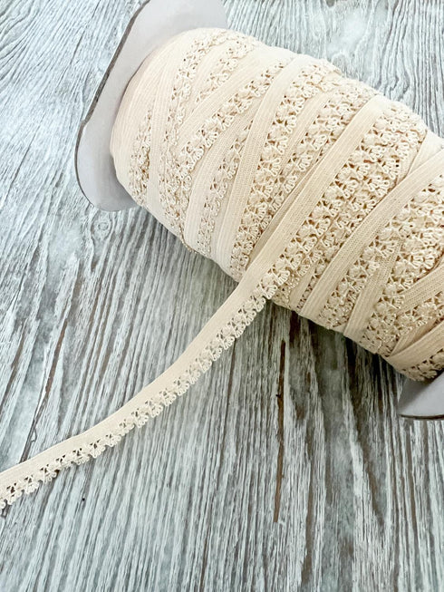 Light Beige Fancy Picot Elastic Trim Lingerie Trim 1/2 inch width x 10 yards