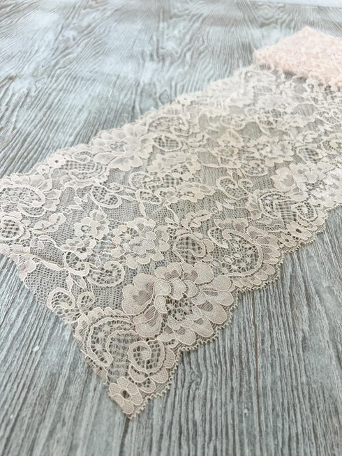 Light Beige Floral Stretch Lace Trim Elastic Lace Trim Floral Lace Trim 2 yards  SLT00335