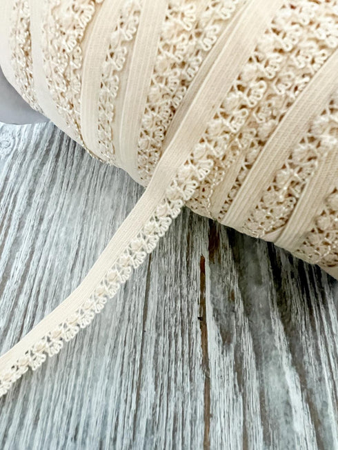 Light Beige Fancy Picot Elastic Trim Lingerie Trim 1/2 inch width x 10 yards