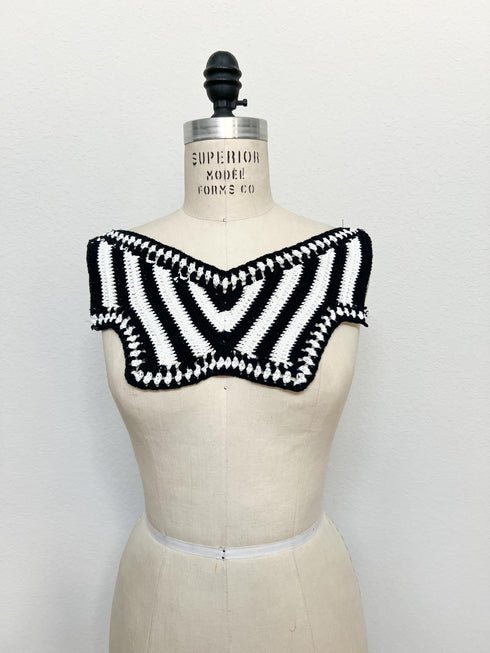 Black and Off White Stripe Cotton Applique