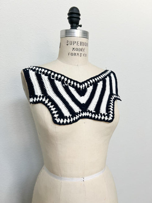 Black and Off White Stripe Cotton Applique