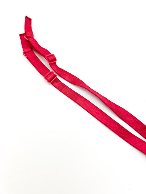 Red Adjustable Bra Straps Lingerie Straps Elastic Trim 1 Pair