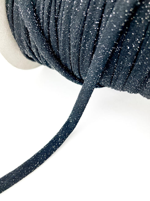 Black Shimmer Trim Spaghetti Straps Hollow Tube Tubular Trim 10 yards