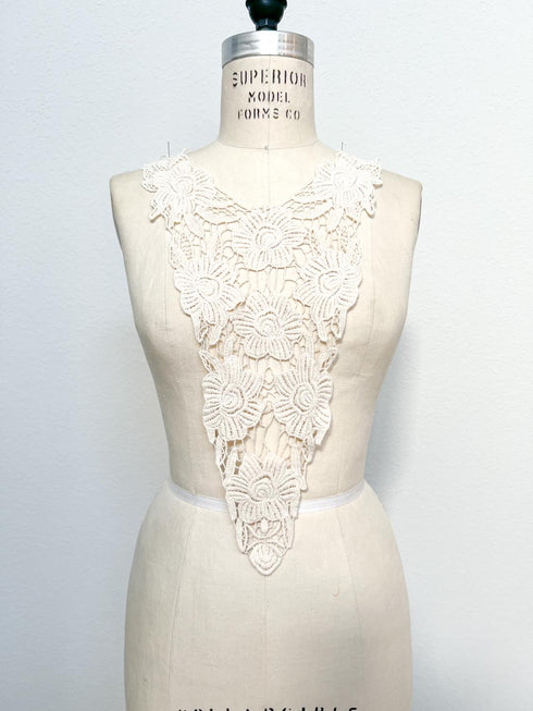 Ecru Floral Cotton Applique for Front Top