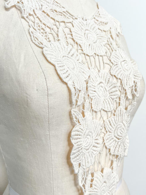 Ecru Floral Cotton Applique for Front Top