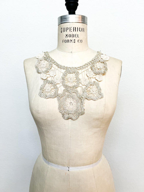 Ecru and Gold Crochet Applique for Front Top