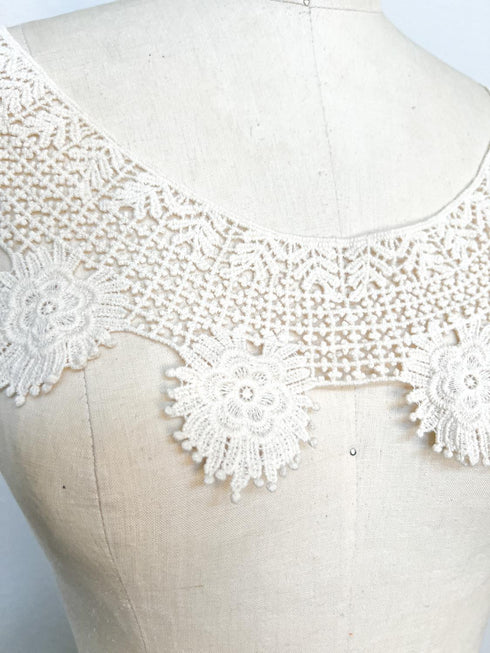 Ecru Cotton Floral Lace Applique for Front Top