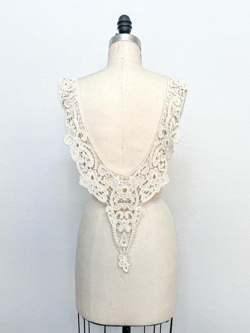 Ecru Cotton Floral Lace Applique for Back Top Large