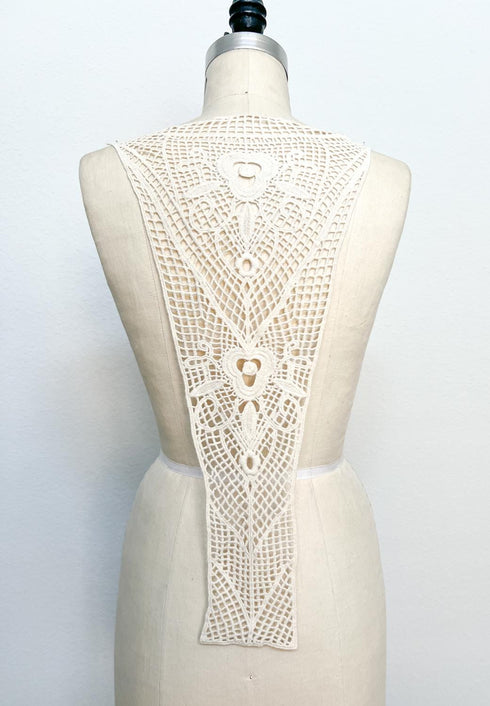 Ecru Floral Cotton Lace Applique for Back Top