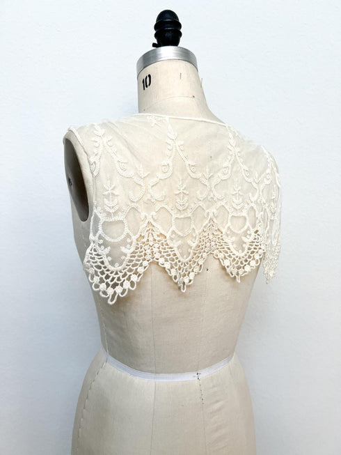 Ecru Embroidered Applique for Back Top