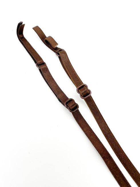 Brown Adjustable Bra Straps Lingerie Straps Elastic Trim 1 Pair