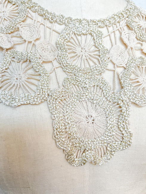 Ecru and Gold Crochet Applique for Front Top