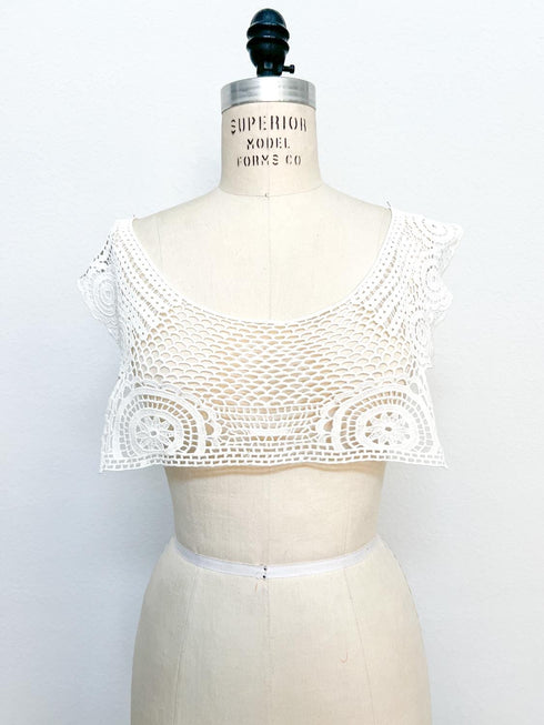 Cream Floral Lace Applique for Front Top