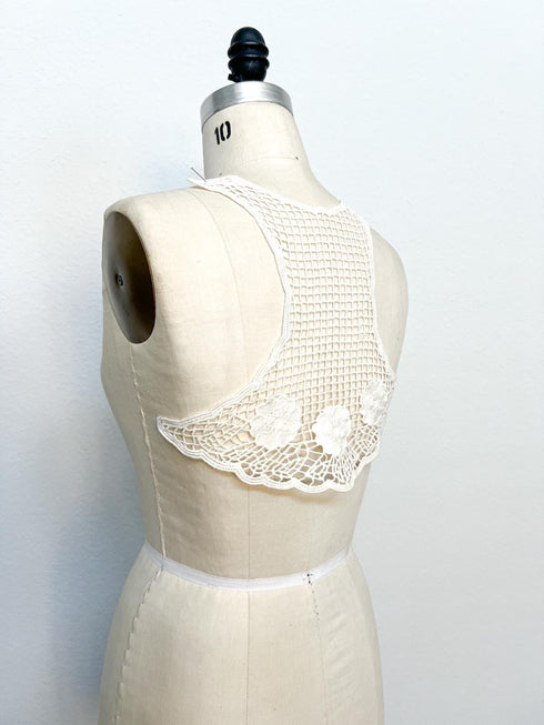 Ecru Floral Racerback Applique