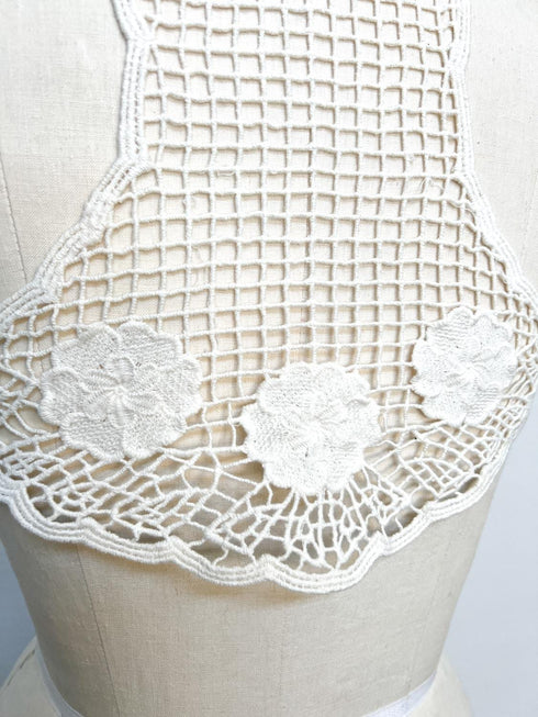 Ecru Floral Racerback Applique