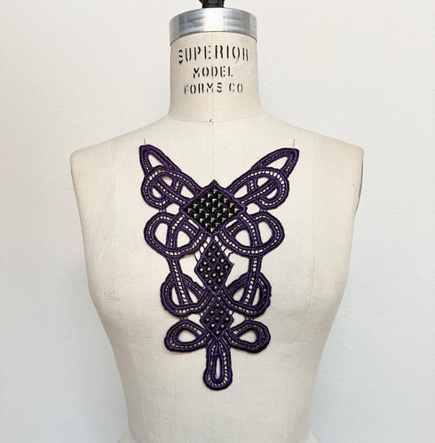 Dark Purple Lace Applique with Rivets