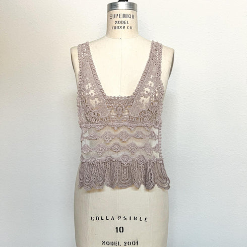 Beige Cotton Lace Applique with for Full Front Top