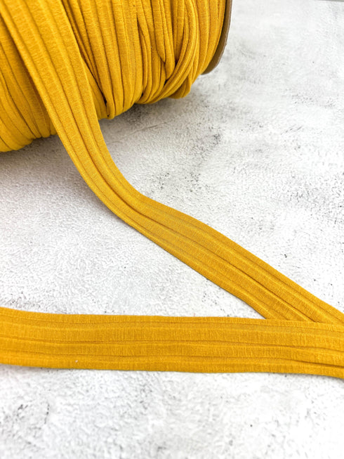 Yellow Rib Knit Trim Straps Hollow Tube Tubular Trim 1" - 10 yards