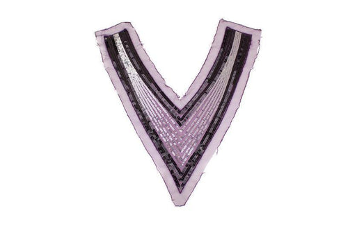 Purple Sequined Front Neck Applique IMPERFECT APP00186
