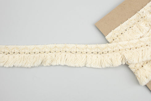 Ecru and Gold Cotton Fringe Trim 1.75 inches width x 1.75 yards ATN00988