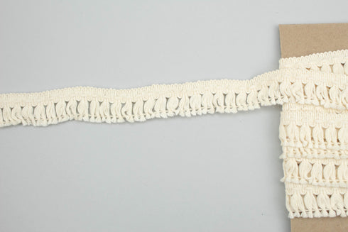 Ecru Cotton Fringe Trim 1-1/8 inches width x 3.5 yards ATN00997
