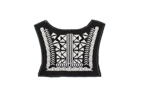 Black Embroidered Cotton Applique