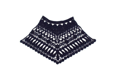 Navy Blue Cotton High Neck Lace Applique APP00193