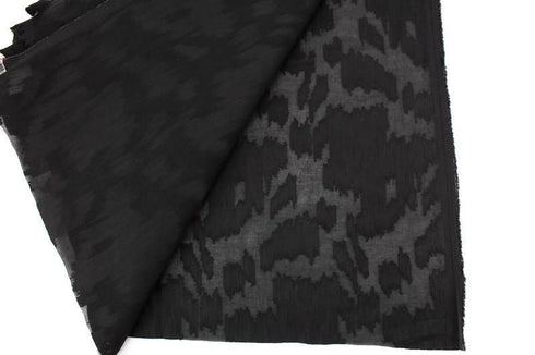 Black Flocked Light Weight Cotton Woven Designer Fabric by the yard
