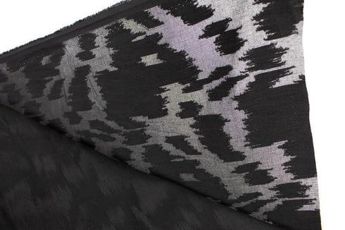 Black Flocked Light Weight Cotton Woven Designer Fabric by the yard