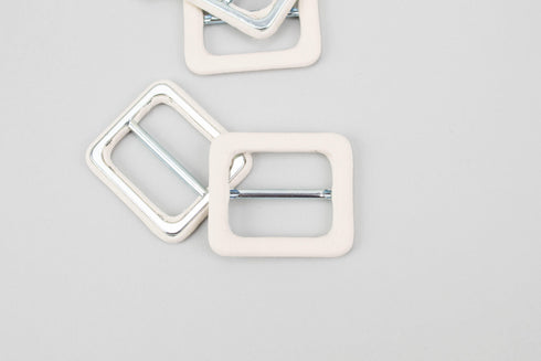 Cream Covered Slide Buckle 1-5/8 inches x 1-3/8 inches 2 Pieces