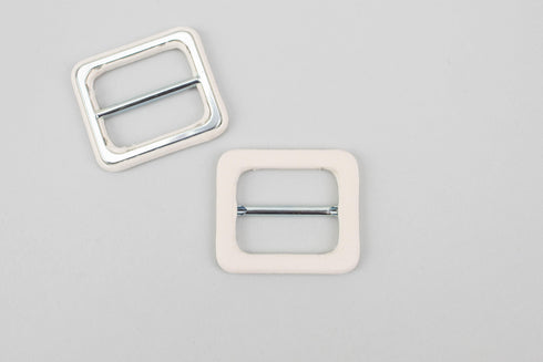 Cream Covered Slide Buckle 1-5/8 inches x 1-3/8 inches 2 Pieces