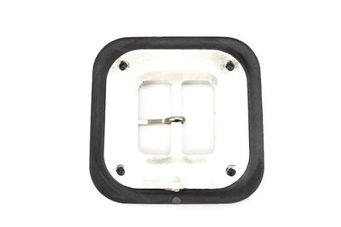 Black and Silver Large Square Buckle with Prong 3.5 inches x 3.5 inches IMPERFECT