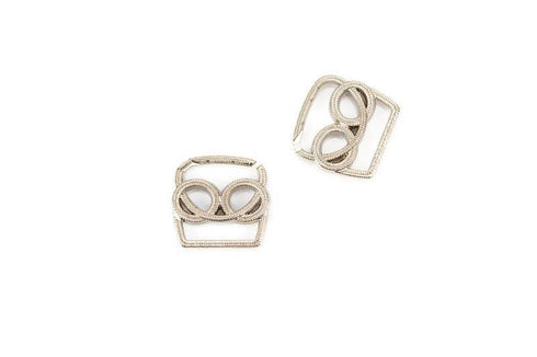 Silver Two Circle Belt Buckle Metal Piece NTN00051