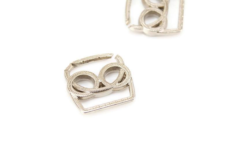 Silver Two Circle Belt Buckle Metal Piece NTN00051 - Felinus Fabrics