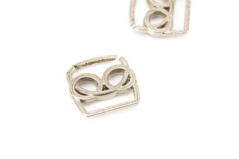 Silver Two Circle Belt Buckle Metal Piece NTN00051