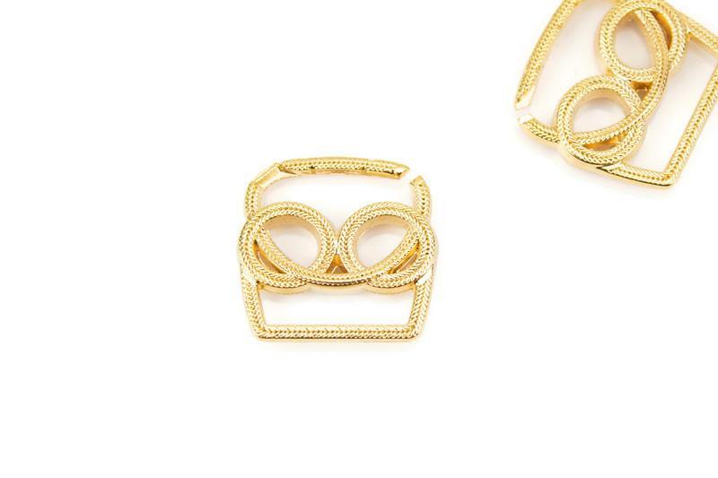Gold Two Circle Belt Buckle Metal Piece NTN00050 - Felinus Fabrics