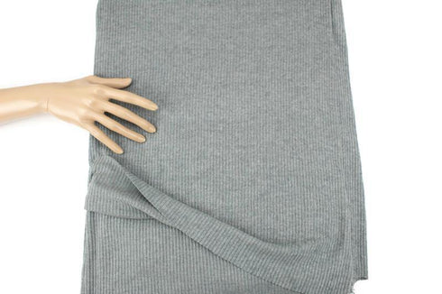 Heather Gray Brushed Rib Sweater Knit Fabric 2.25 yards OSK01082